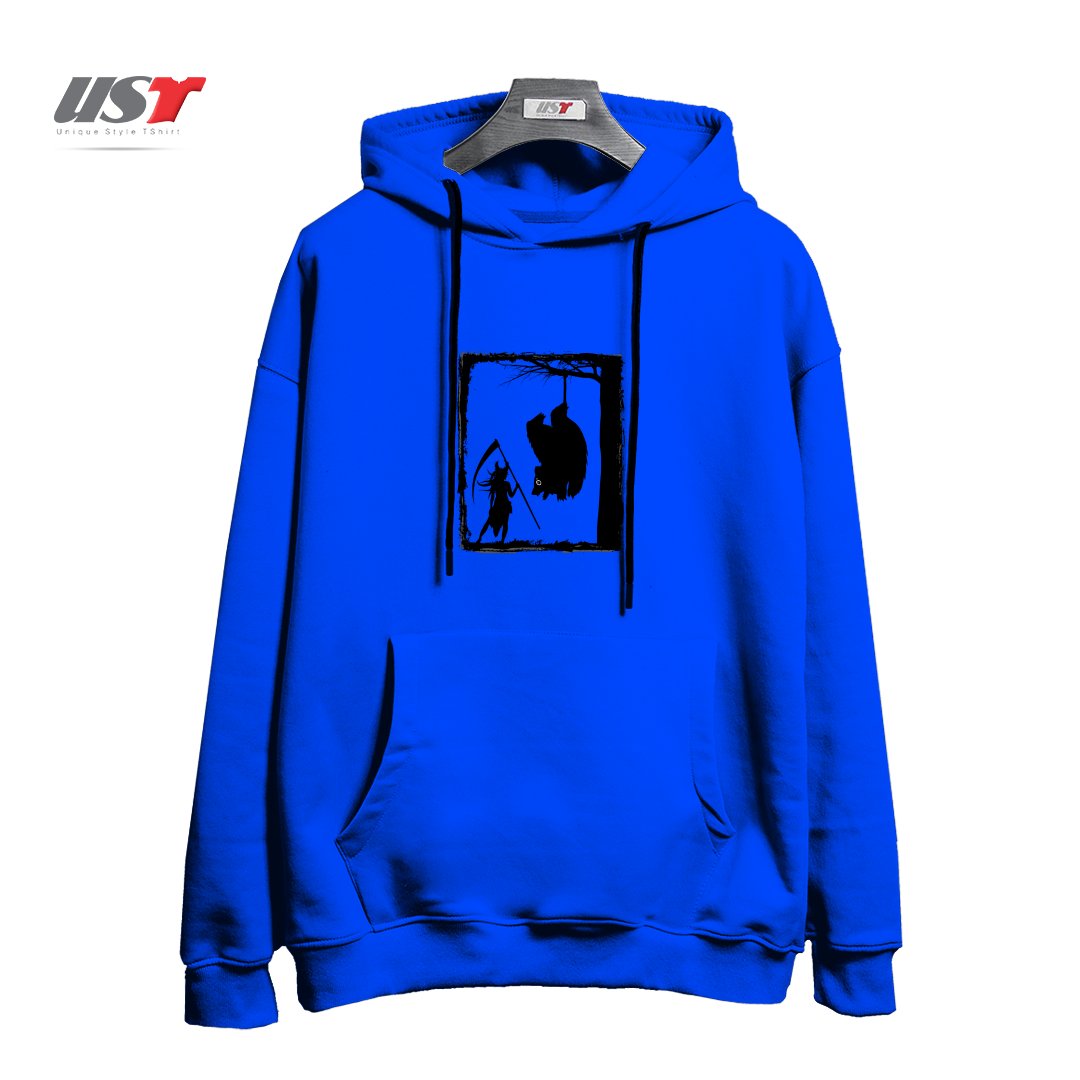 طرح BEAR KICK هودی اورسایزرنگ آبی شالی