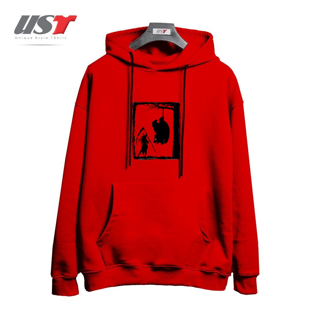 طرح BEAR KICK هودی اورسایزرنگ قرمز