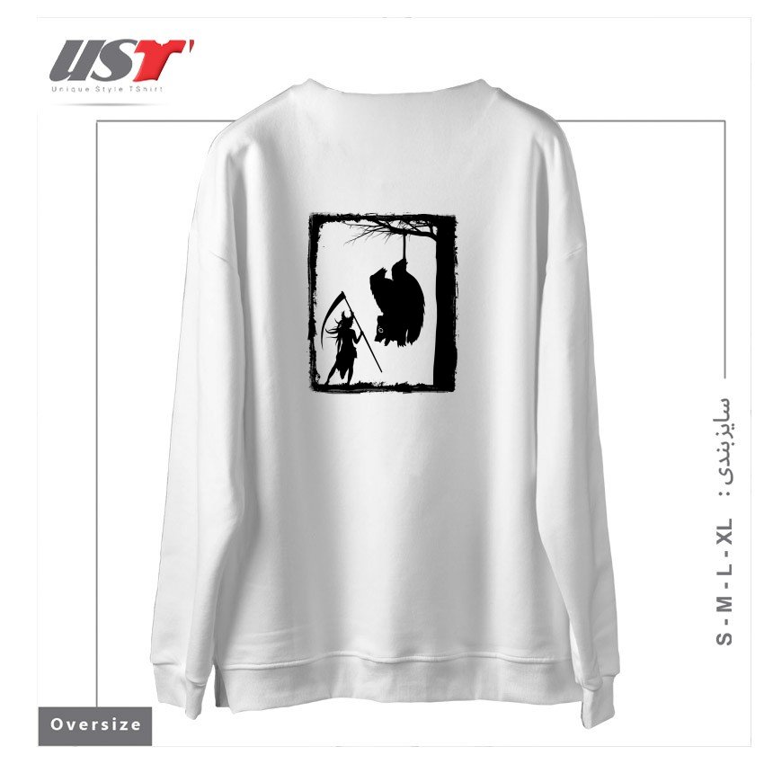 طرح BEAR KICK سوییشرت اورسایزرنگ سفید