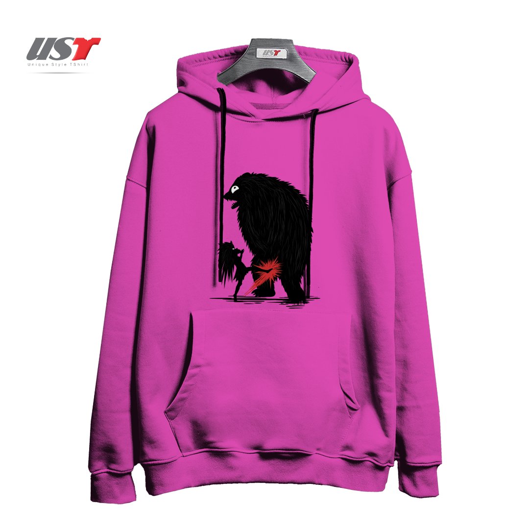 طرح BEAR KICK1 هودی اورسایزرنگ صورتی