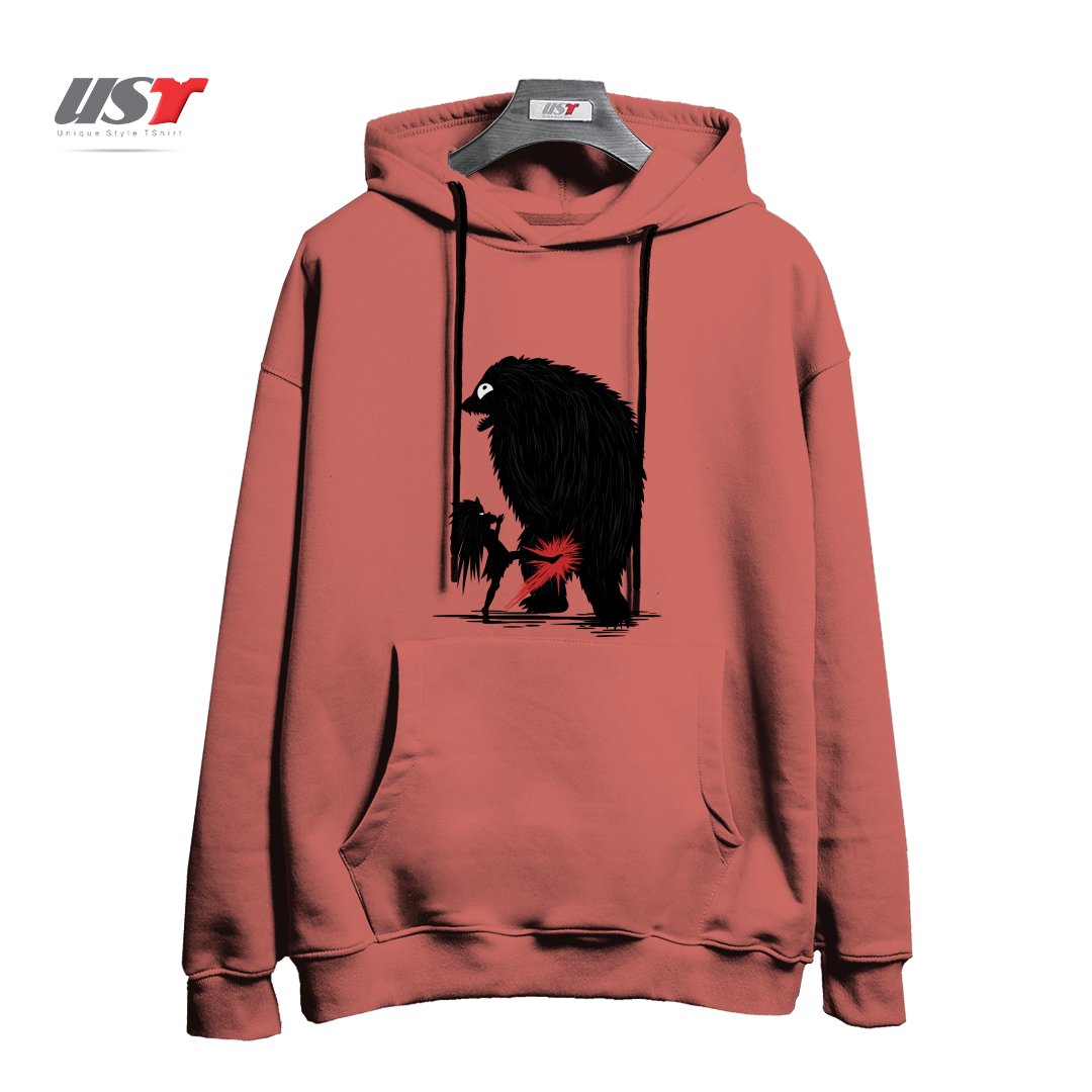 طرح BEAR KICK1 هودی اورسایزرنگ آجری