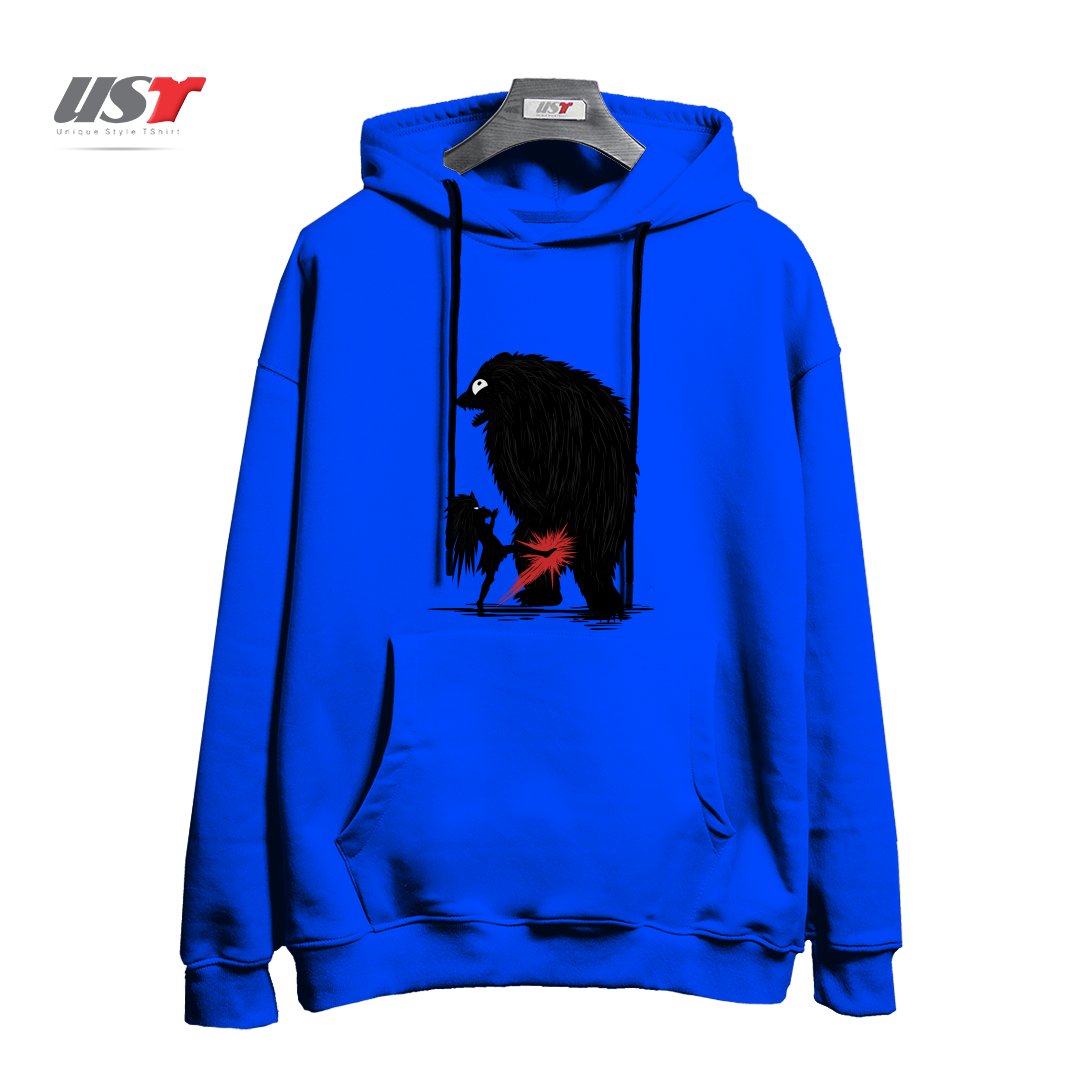 طرح BEAR KICK1 هودی اورسایزرنگ آبی شالی