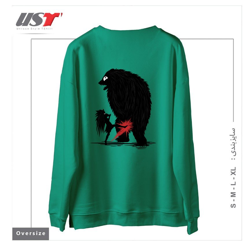 طرح BEAR KICK1 سوییشرت اورسایزرنگ سبز سدری