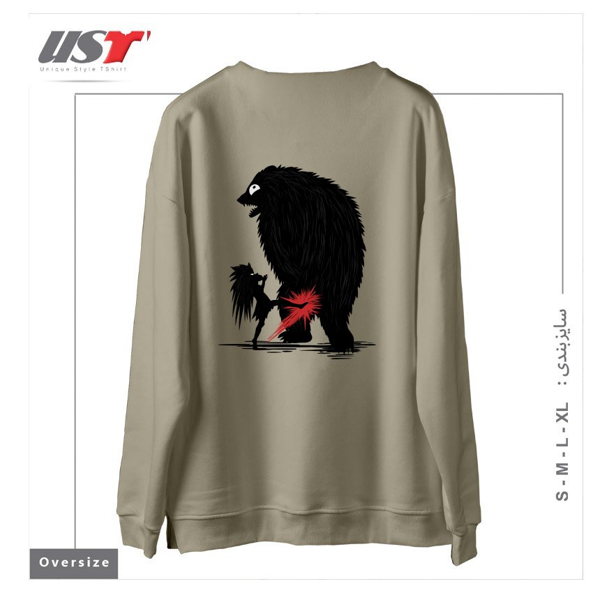 طرح BEAR KICK1 سوییشرت اورسایزرنگ نخودی