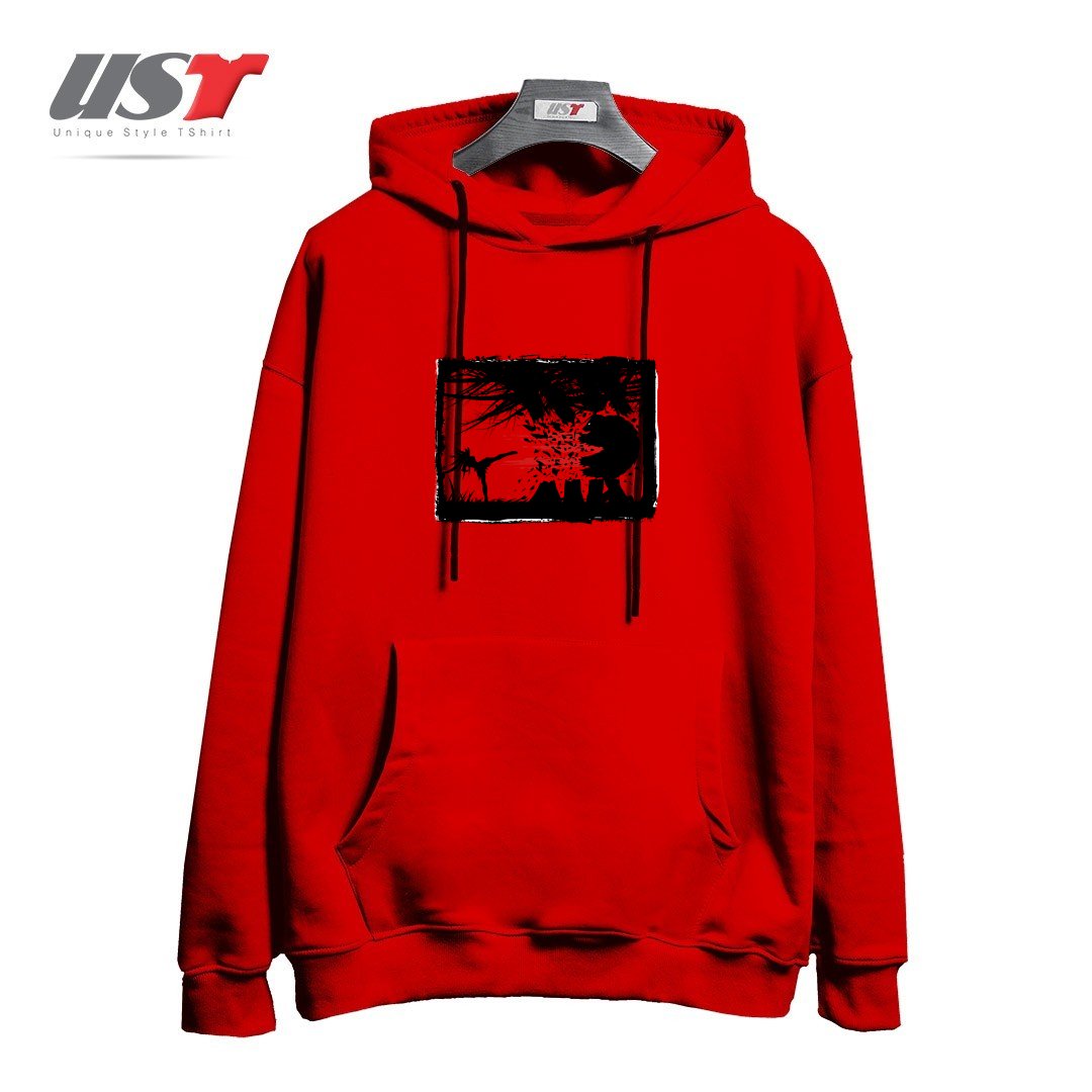 طرح BEAR KICK3 هودی اورسایزرنگ قرمز