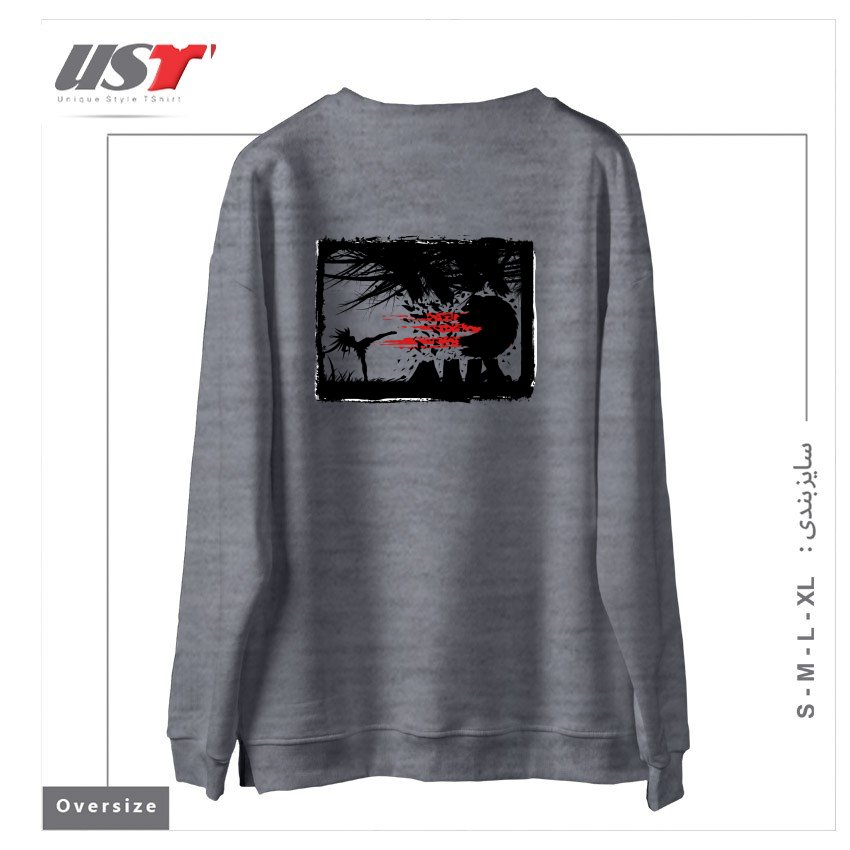 طرح BEAR KICK3 سوییشرت اورسایزرنگ طوسی ملانژ