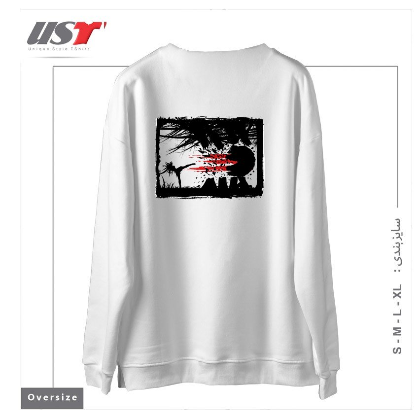 طرح BEAR KICK3 سوییشرت اورسایزرنگ سفید