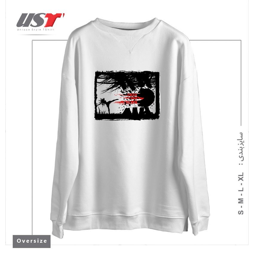 طرح BEAR KICK3 سوییشرت اورسایزرنگ سفید