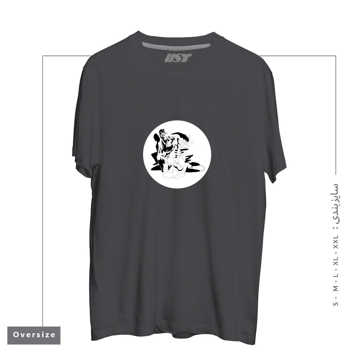 طرح BJJ SHADOW FIGHT تیشرت اورسایزرنگ دودی