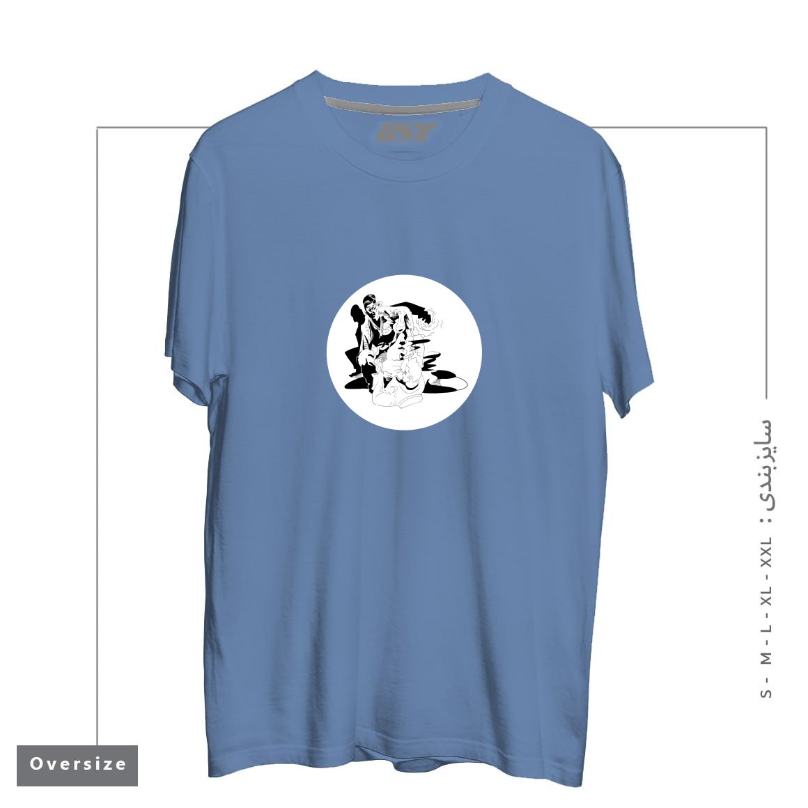 طرح BJJ SHADOW FIGHT تیشرت اورسایزرنگ آبی نفتی
