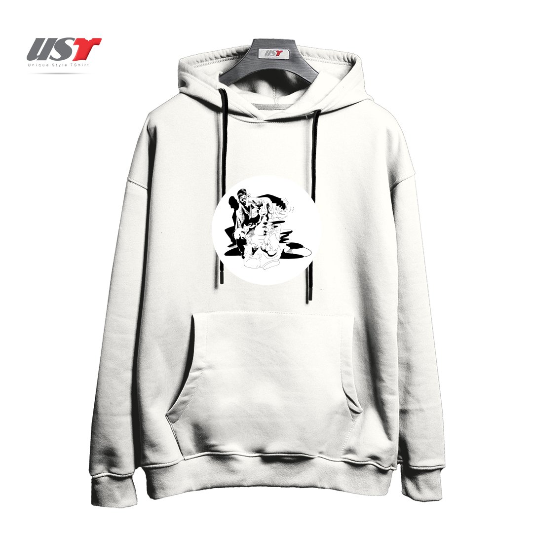 طرح BJJ SHADOW FIGHT هودی اورسایزرنگ سفید