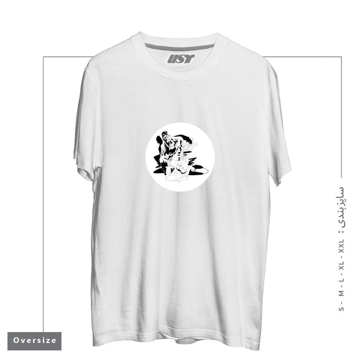 طرح BJJ SHADOW FIGHT تیشرت اورسایزرنگ سفید
