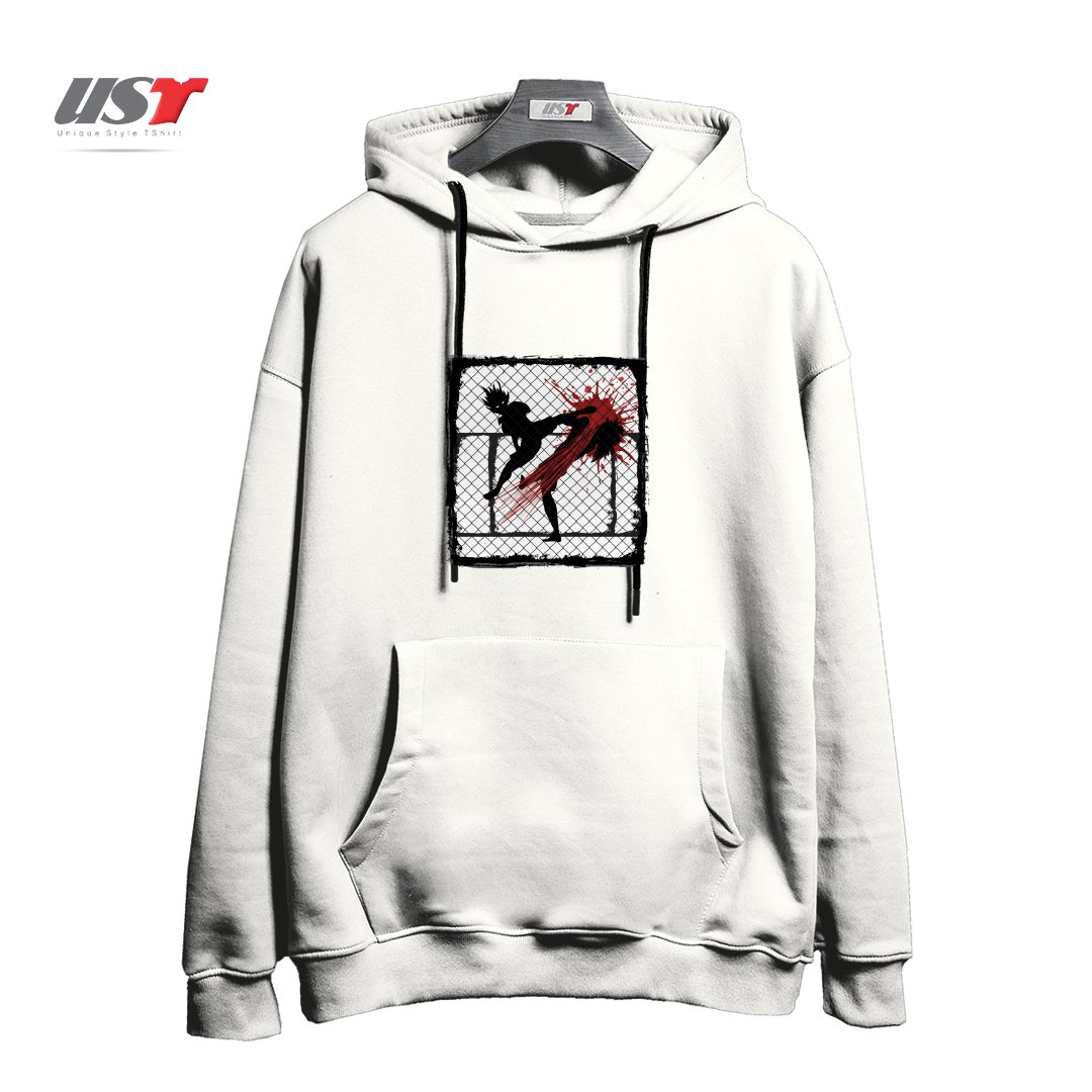 طرح FIGHTING WITHOUT RULES هودی اورسایزرنگ سفید