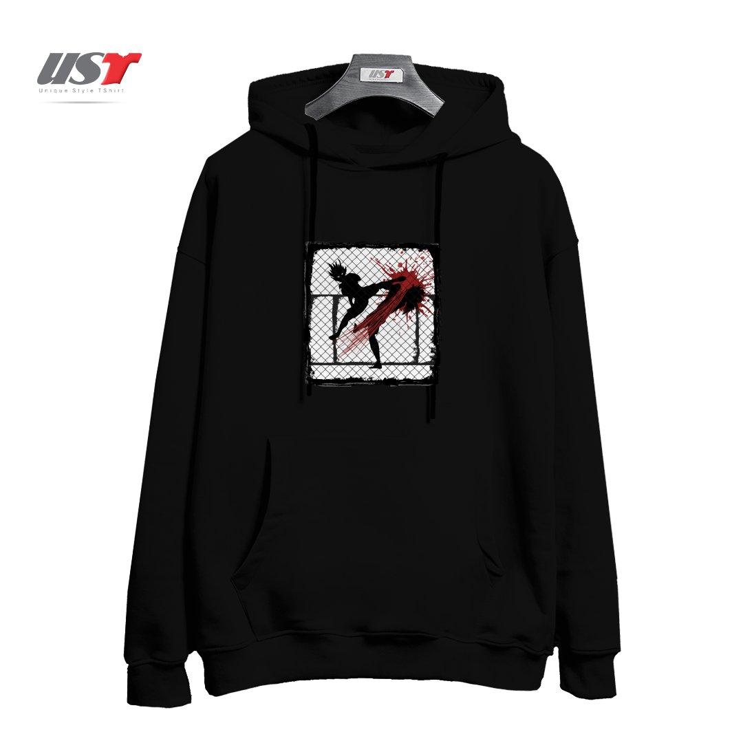 طرح FIGHTING WITHOUT RULES هودی اورسایزرنگ مشکی