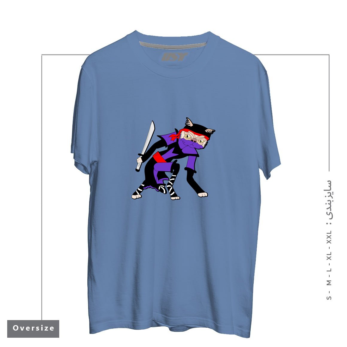 تیشرت اورسایز طرح GRUMPY NINJA CAT