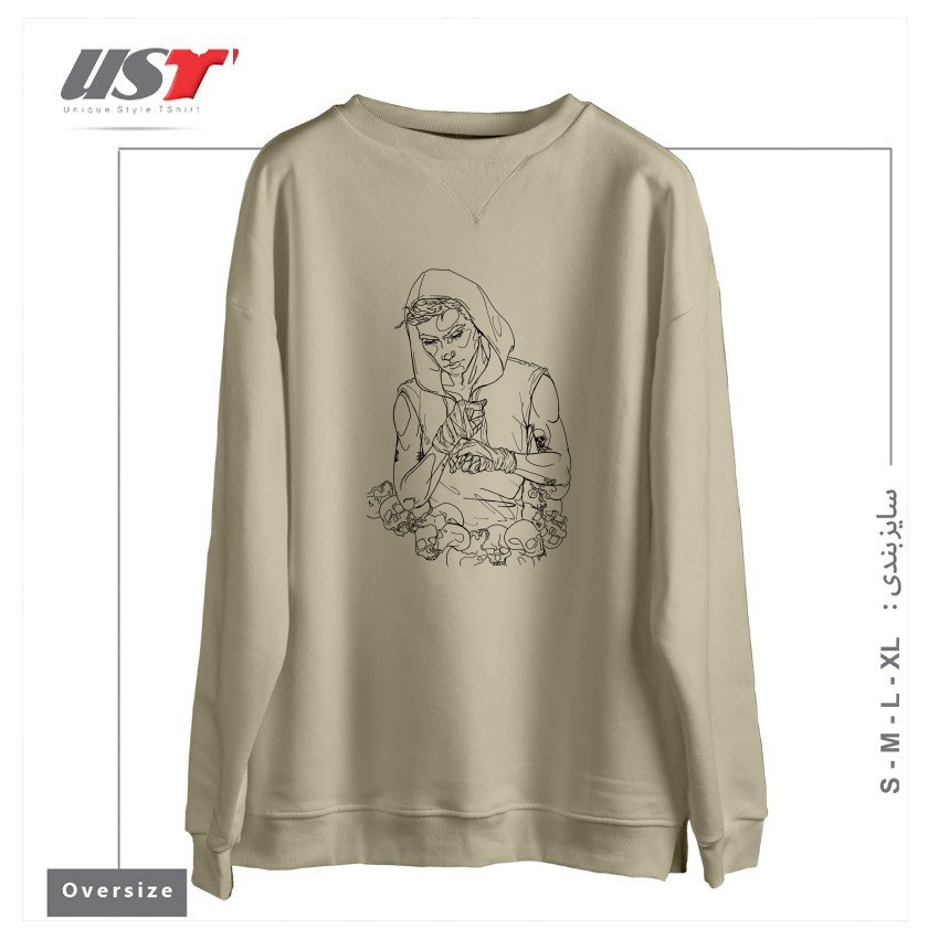 سوییشرت اورسایز طرح HOLLOW