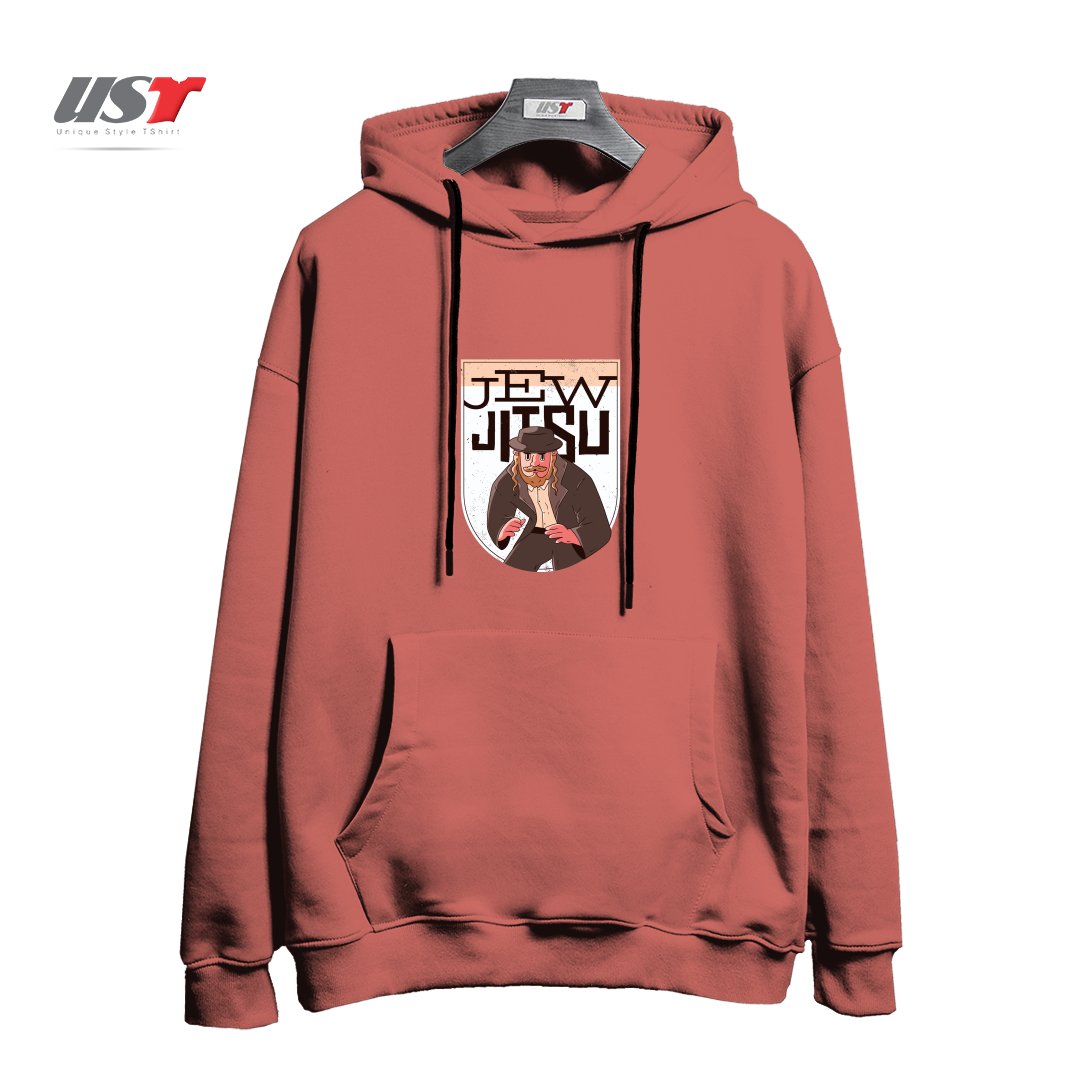 طرح JEW JITSU هودی اورسایزرنگ آجری