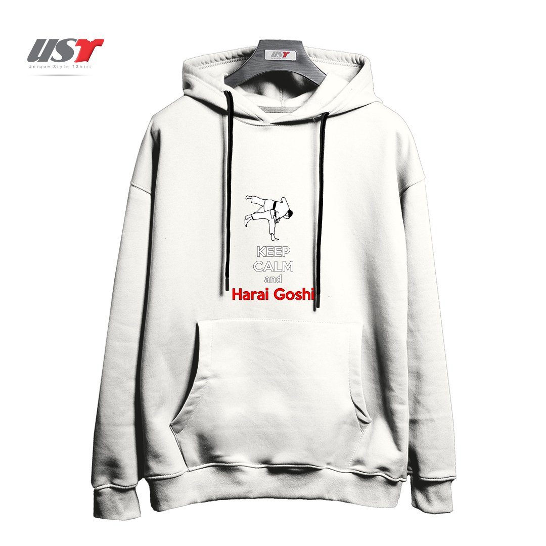 طرح KEEP CALM AND HARAI GOSHI هودی اورسایزرنگ سفید