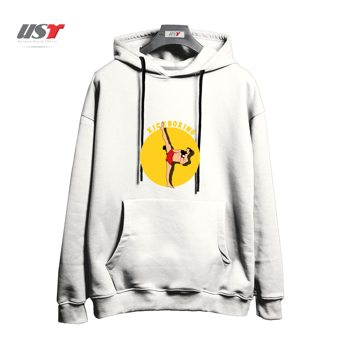 طرح KICK BOXING هودی اورسایزرنگ سفید
