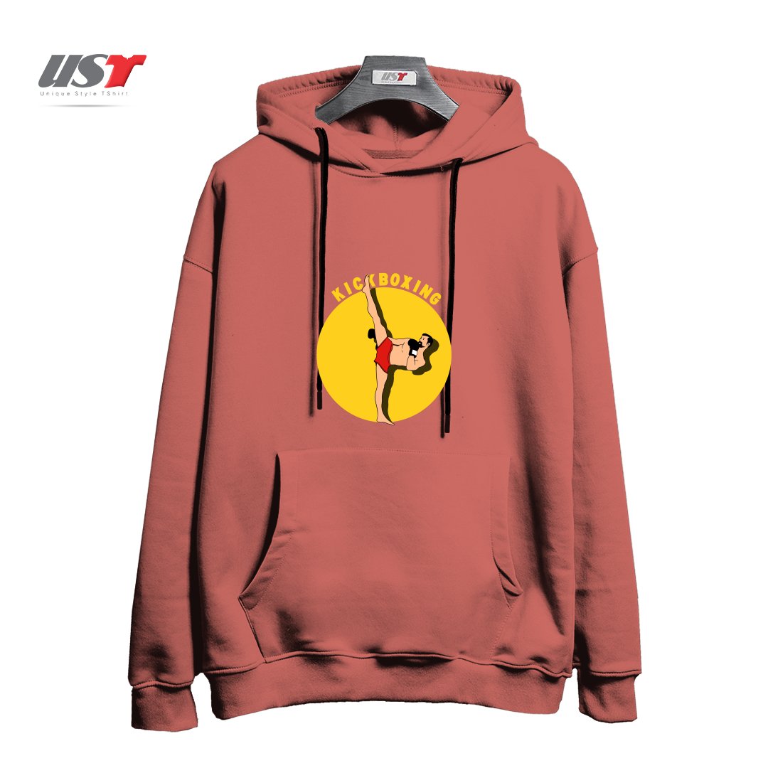 طرح KICK BOXING هودی اورسایزرنگ آجری