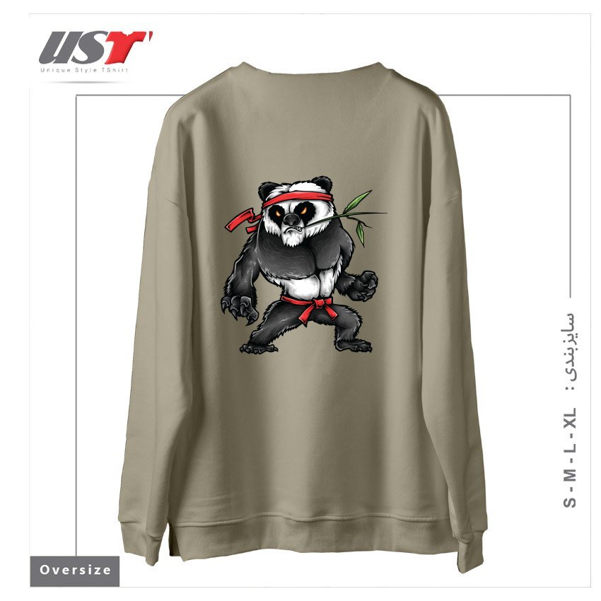 طرح KUNGFU PANDA سوییشرت اورسایزرنگ نخودی
