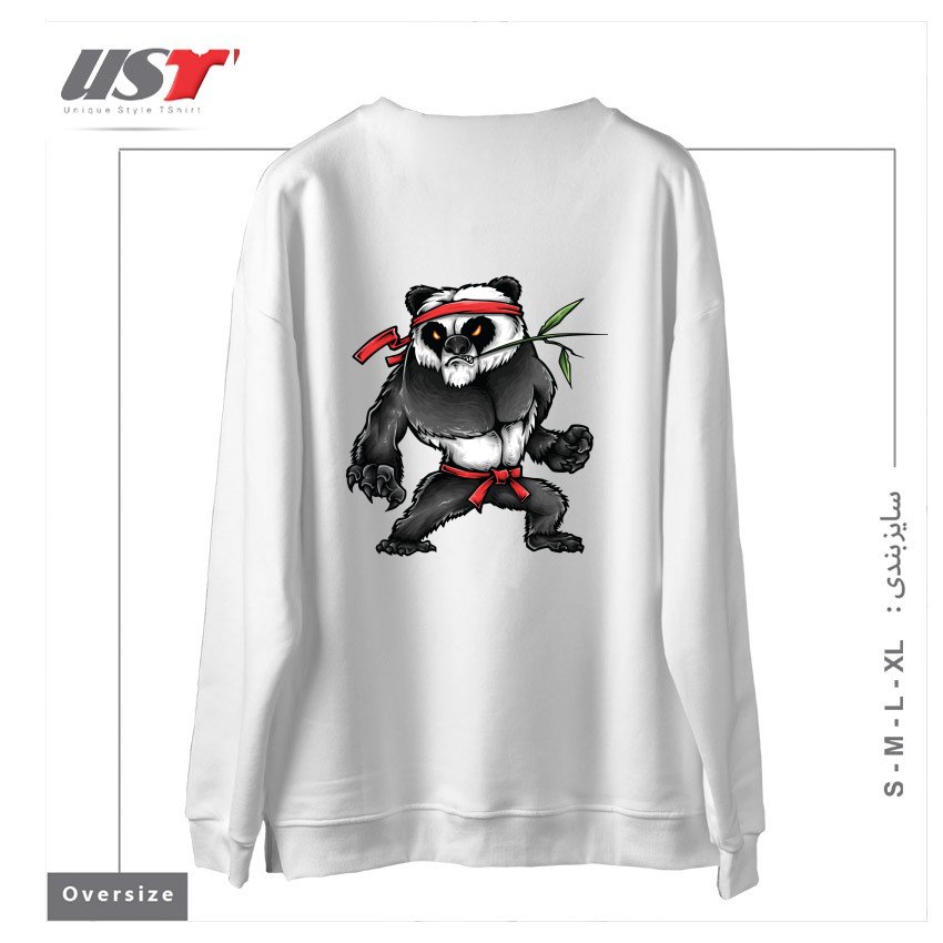 طرح KUNGFU PANDA سوییشرت اورسایزرنگ سفید