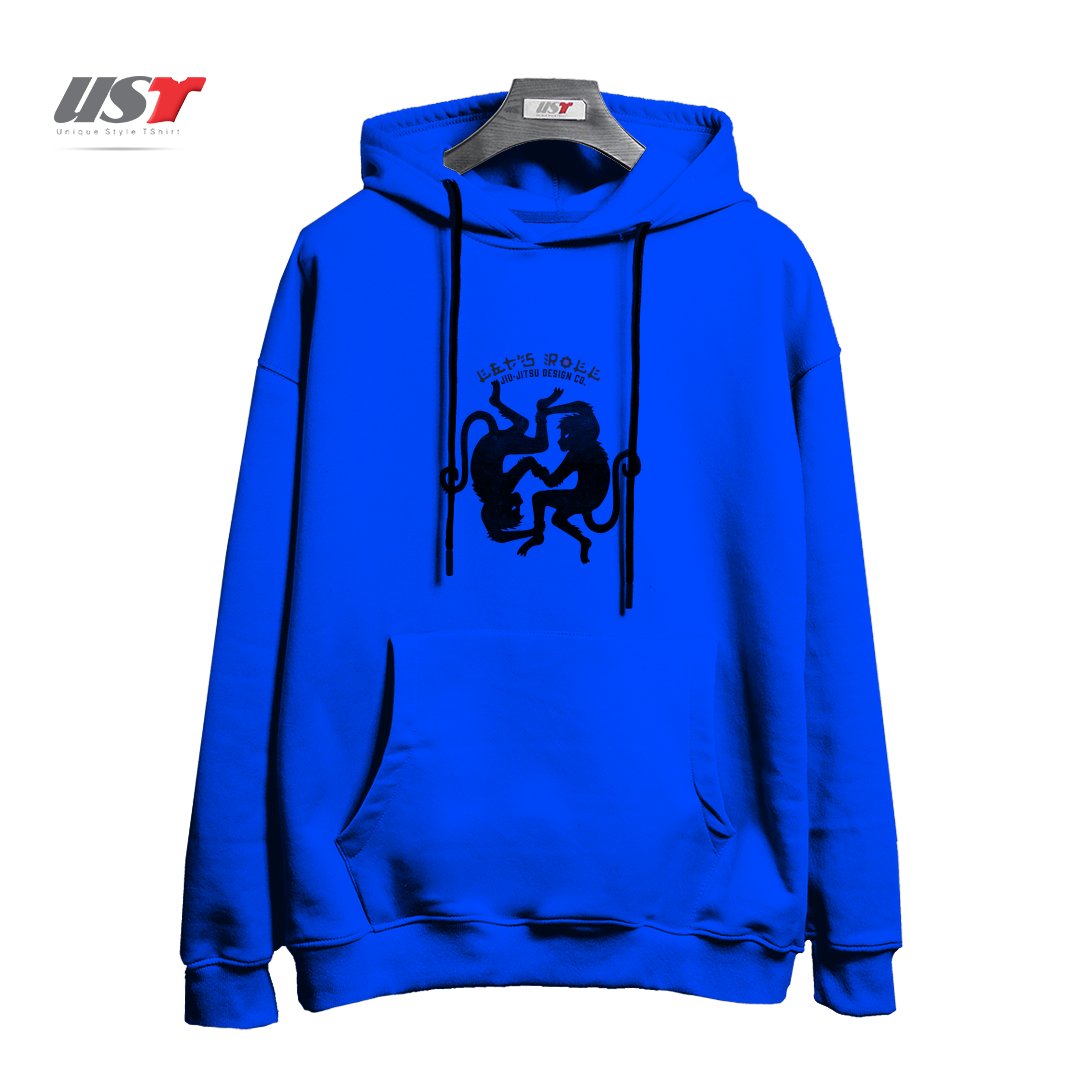 طرح LET'S ROLL GRAPPLING MONKEYS هودی اورسایزرنگ آبی شالی