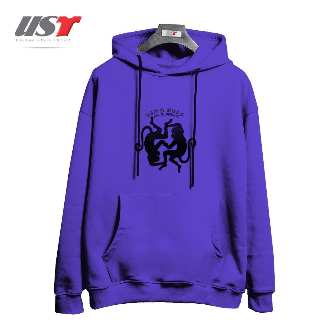 طرح LET'S ROLL GRAPPLING MONKEYS هودی اورسایزرنگ بنفش