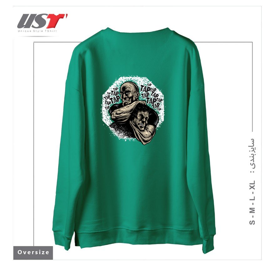 طرح MMA TAP OR NAP سوییشرت اورسایزرنگ سبز سدری