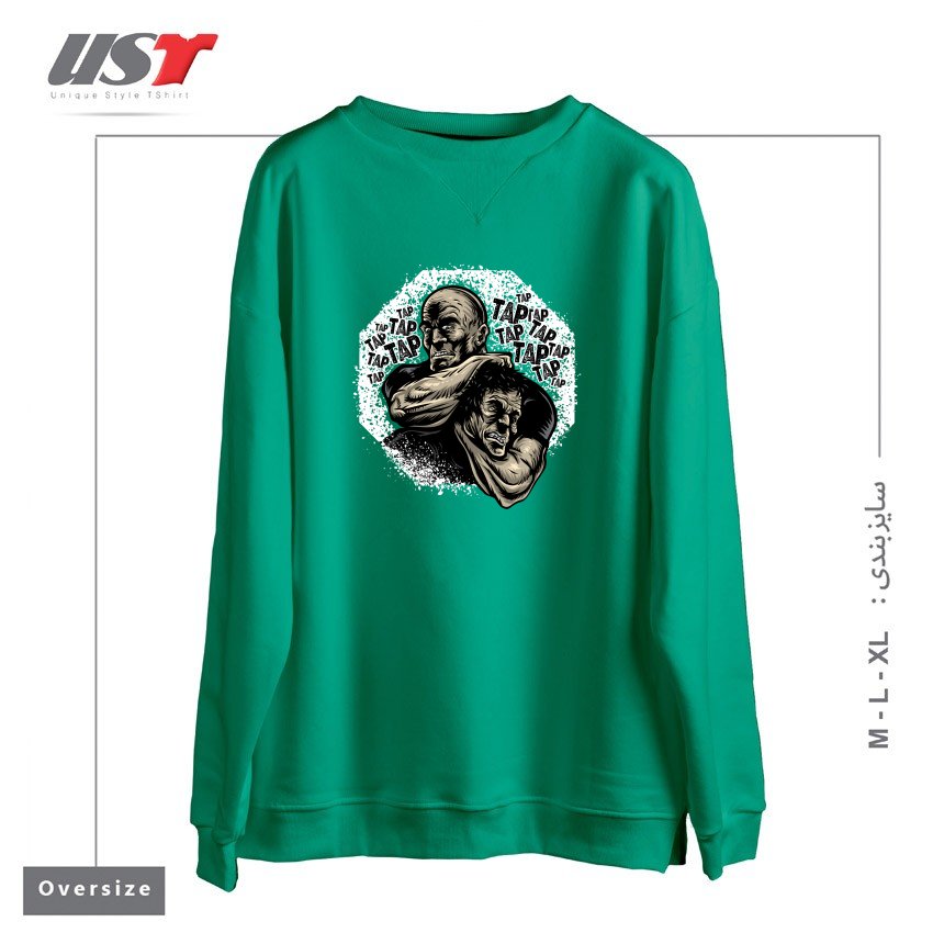 طرح MMA TAP OR NAP سوییشرت اورسایزرنگ سبز سدری