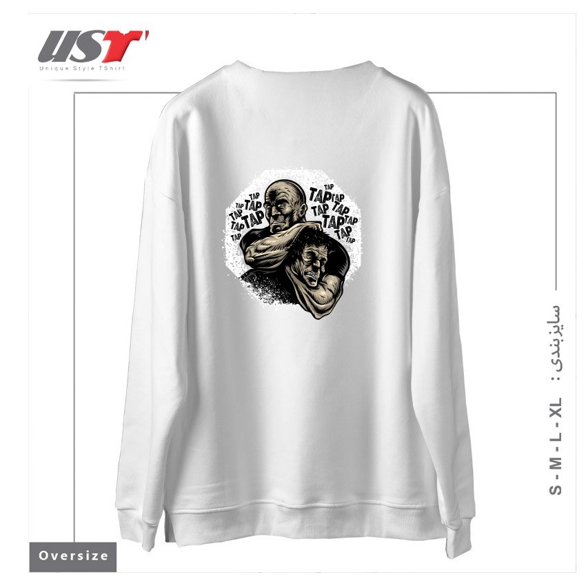 طرح MMA TAP OR NAP سوییشرت اورسایزرنگ سفید