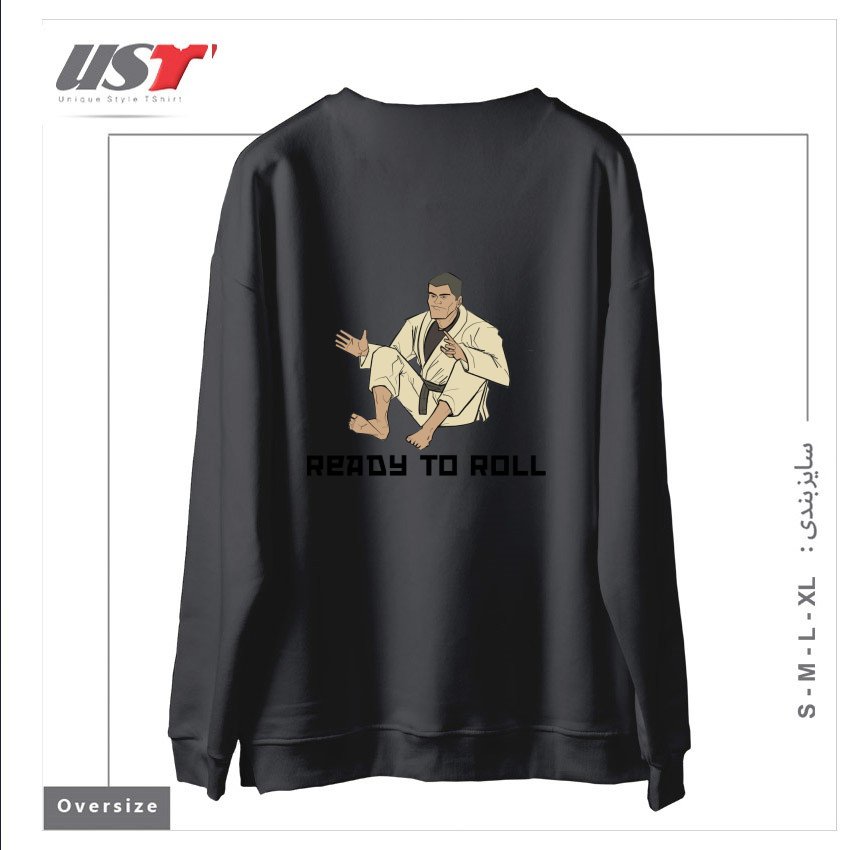 طرح READY TO ROLL سوییشرت اورسایزرنگ دودی