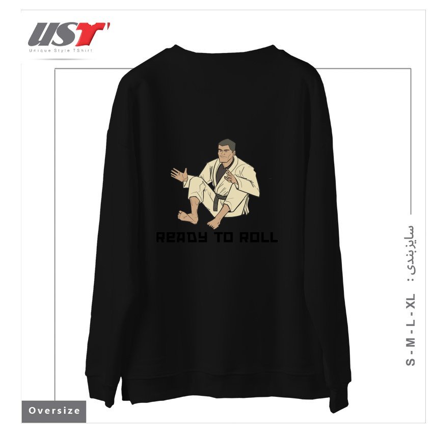 طرح READY TO ROLL سوییشرت اورسایزرنگ مشکی