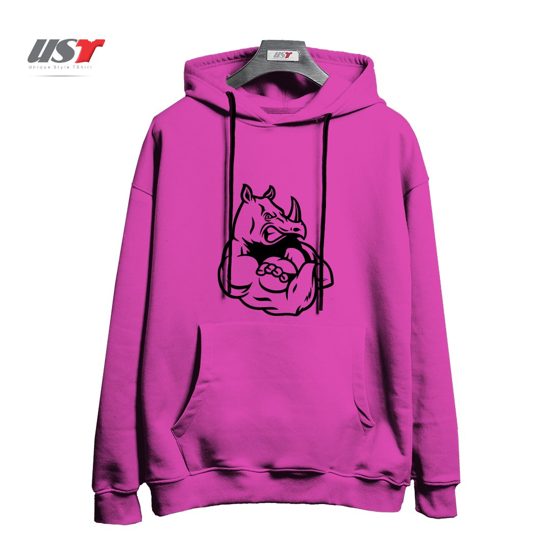 طرح RHINO MUSCLES MENS GYM TRAINING TOP BODYBUILDING MMA CROSSFIT WEIGHTS BODYBUILDING هودی اورسایزرنگ صورتی