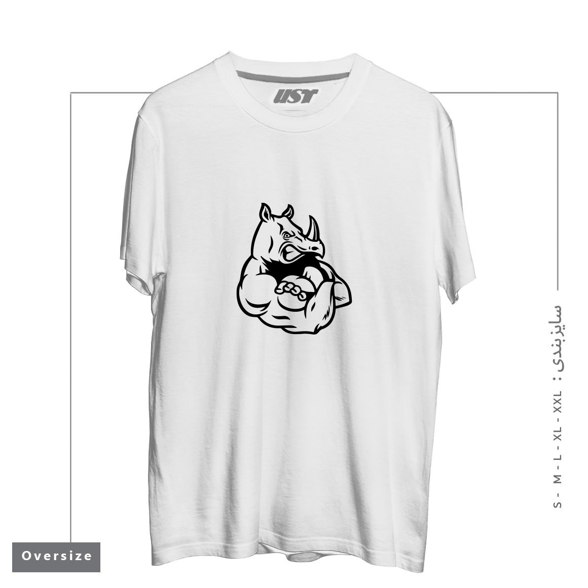 طرح RHINO MUSCLES MENS GYM TRAINING TOP BODYBUILDING MMA CROSSFIT WEIGHTS BODYBUILDING تیشرت اورسایزرنگ سفید