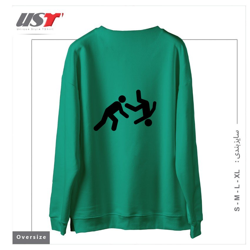 طرح STICKMAN THROW سوییشرت اورسایزرنگ سبز سدری