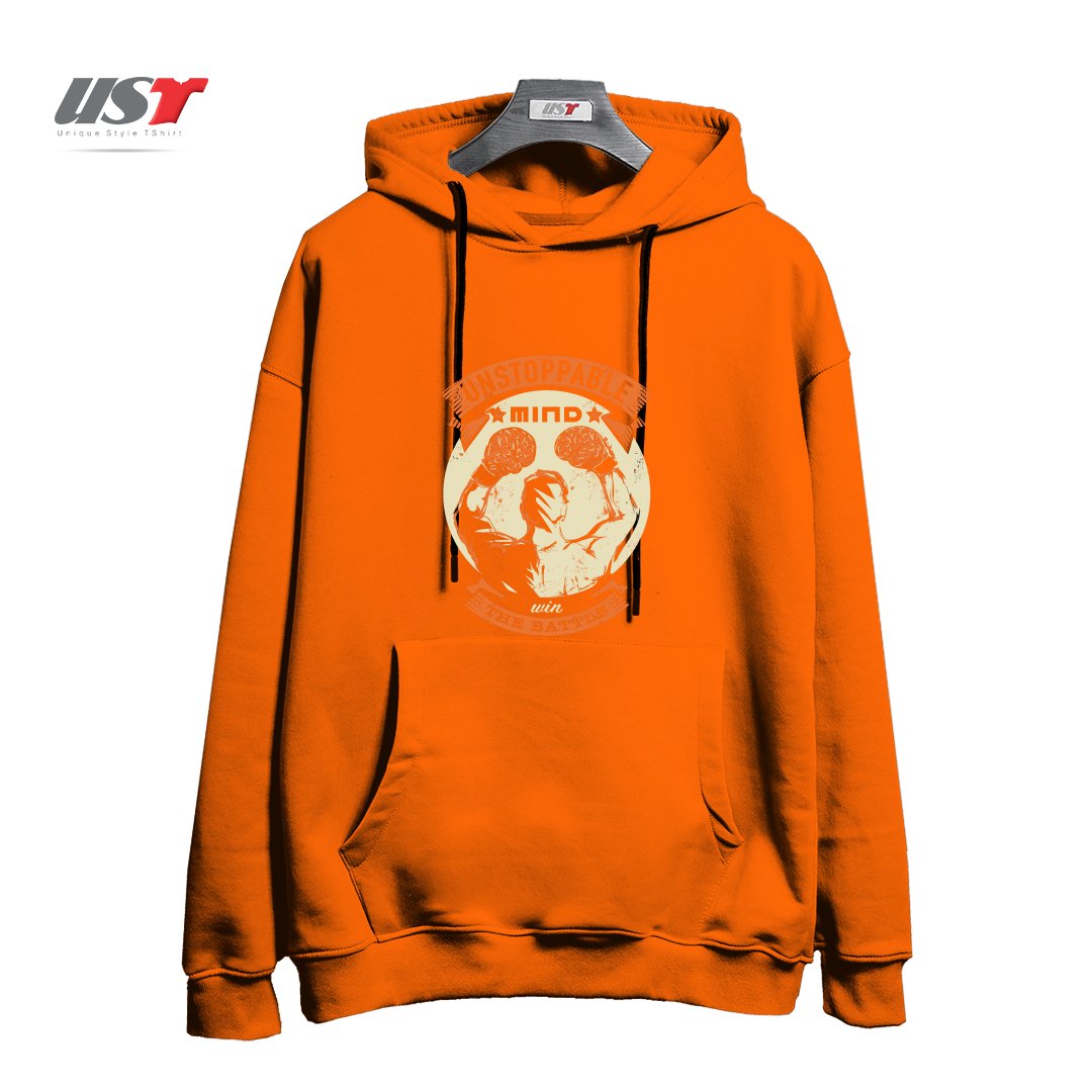 طرح UNSTOPPABLE! هودی اورسایزرنگ نارنجی