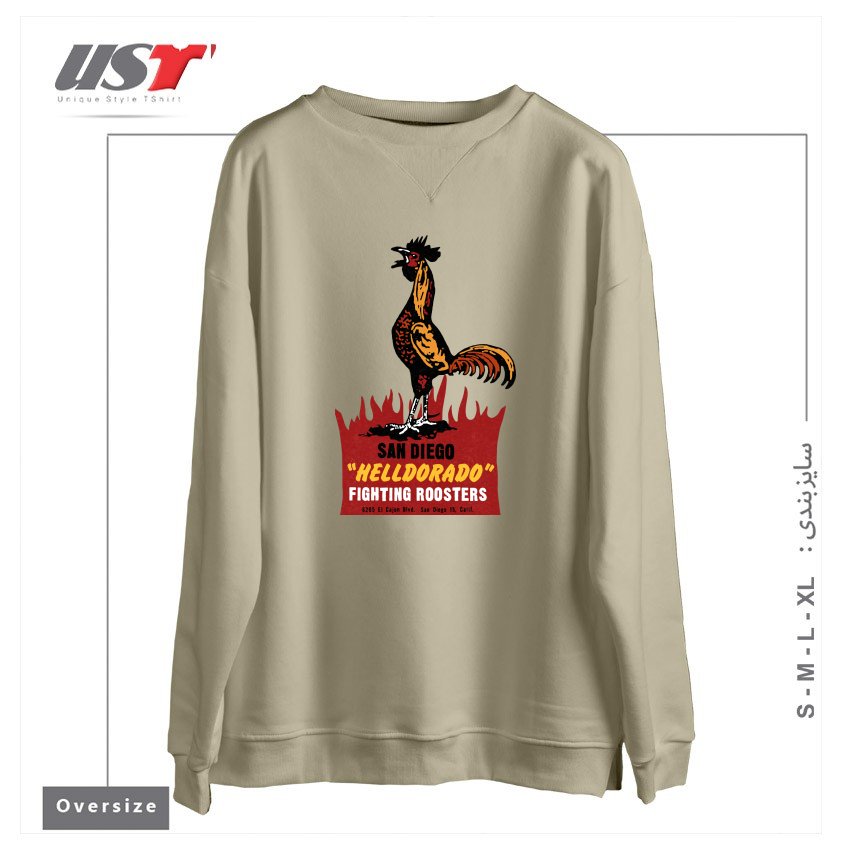 سوییشرت اورسایز طرح VINTAGE FIGHTING ROOSTERS NC