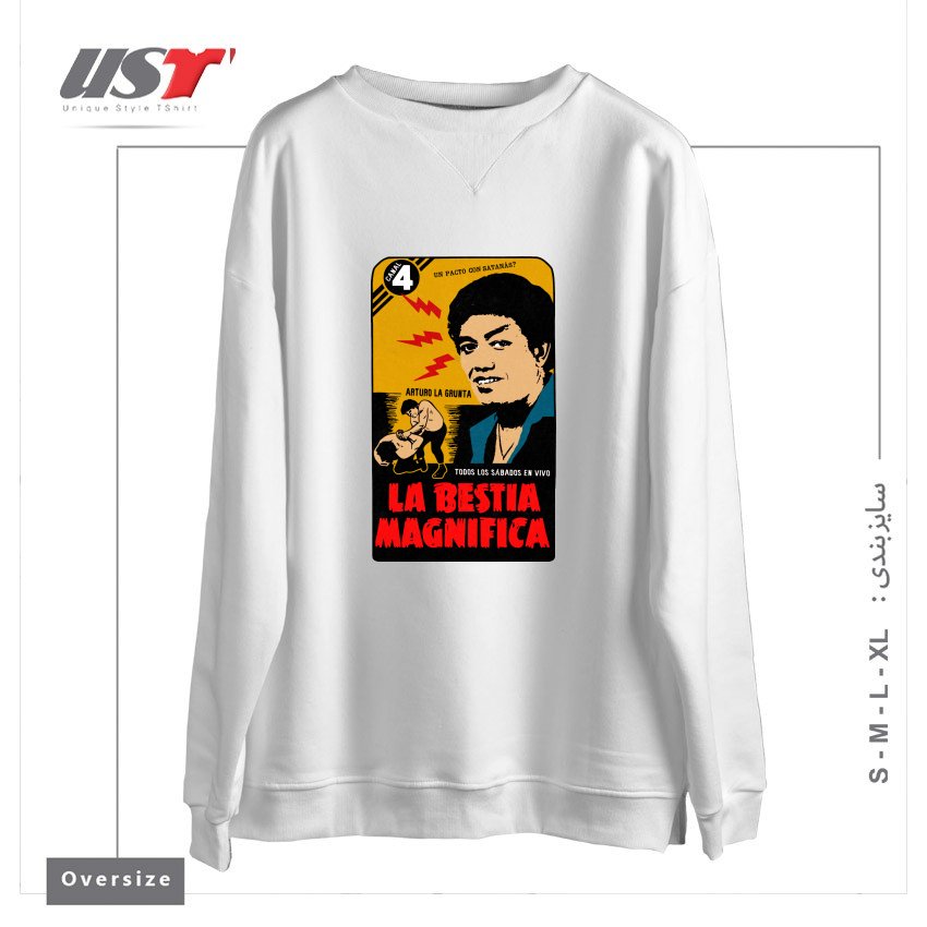 طرح VINTAGE MEXICAN WRESTLER سوییشرت اورسایزرنگ سفید