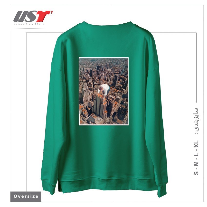 طرح ABOVE I سوییشرت اورسایزرنگ سبز سدری