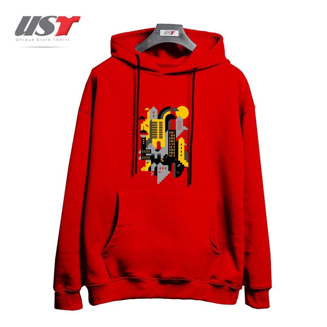 طرح CITY هودی اورسایزرنگ قرمز