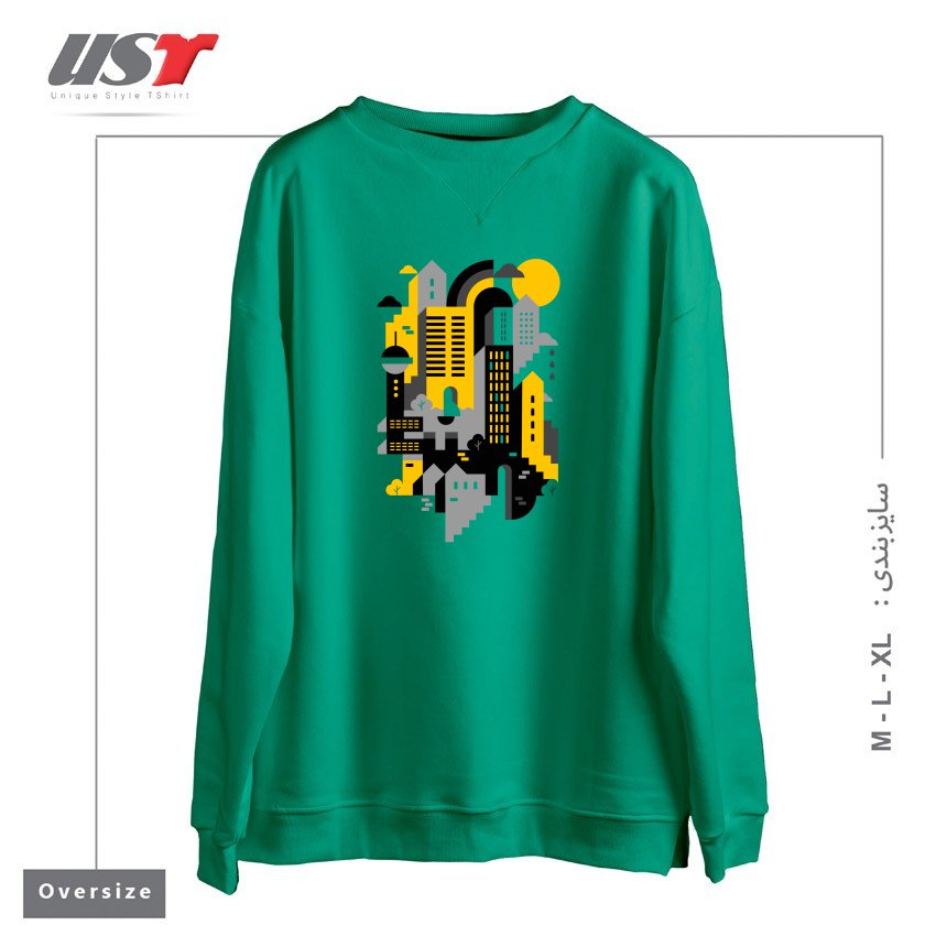 طرح CITY سوییشرت اورسایزرنگ سبز سدری