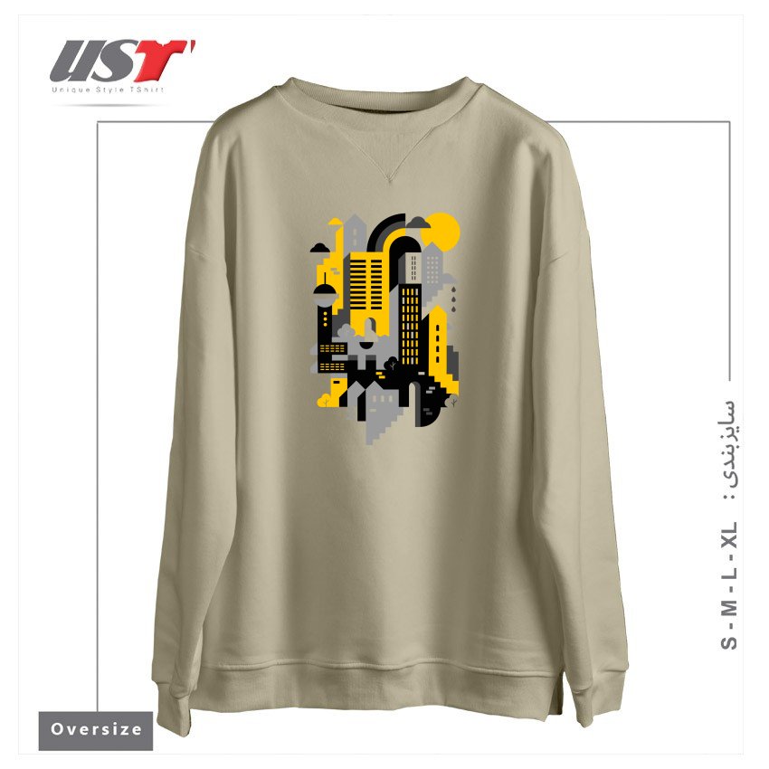 طرح CITY سوییشرت اورسایزرنگ نخودی