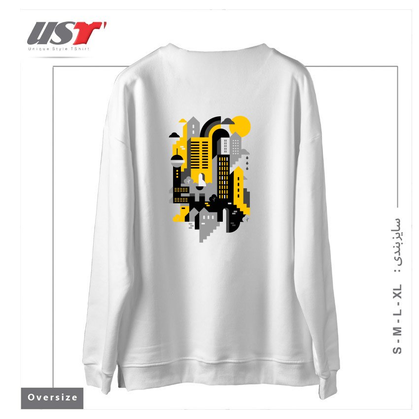 طرح CITY سوییشرت اورسایزرنگ سفید