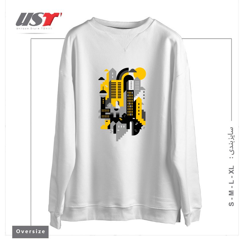 طرح CITY سوییشرت اورسایزرنگ سفید