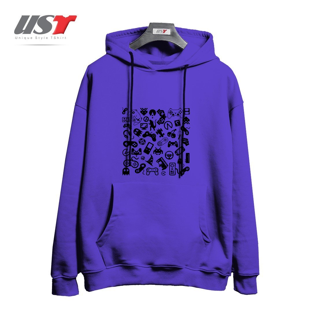 طرح Old Gamer هودی اورسایزرنگ بنفش