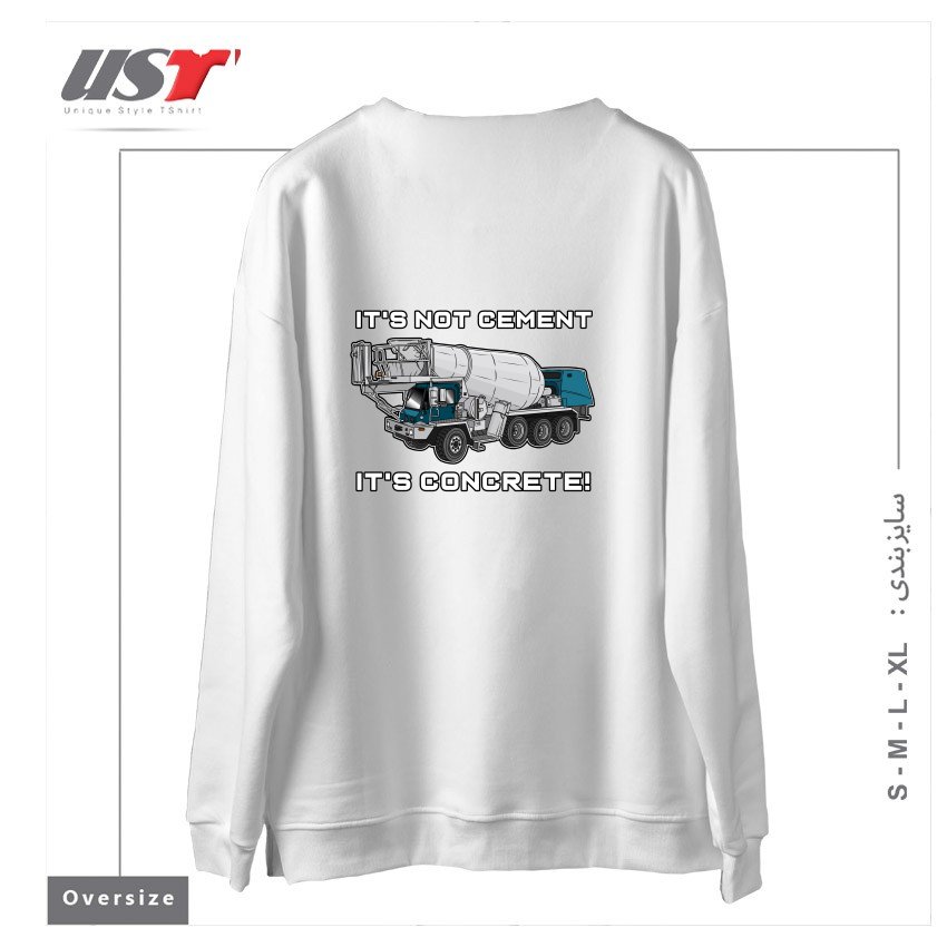 طرح CONCRETE TRUCK سوییشرت اورسایزرنگ سفید