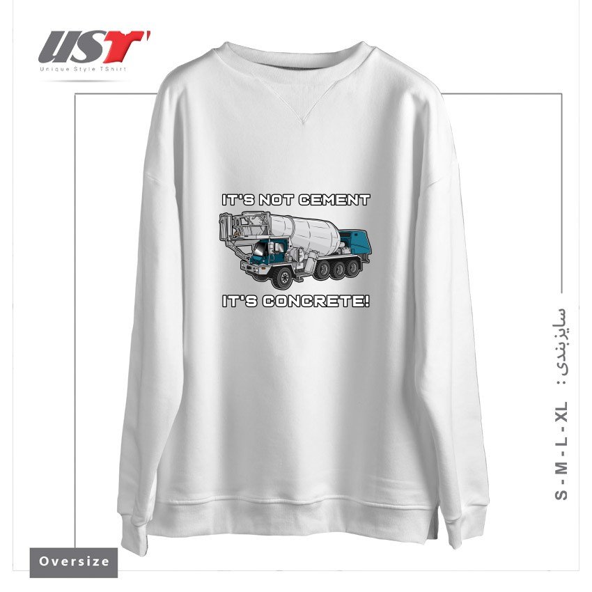 طرح CONCRETE TRUCK سوییشرت اورسایزرنگ سفید