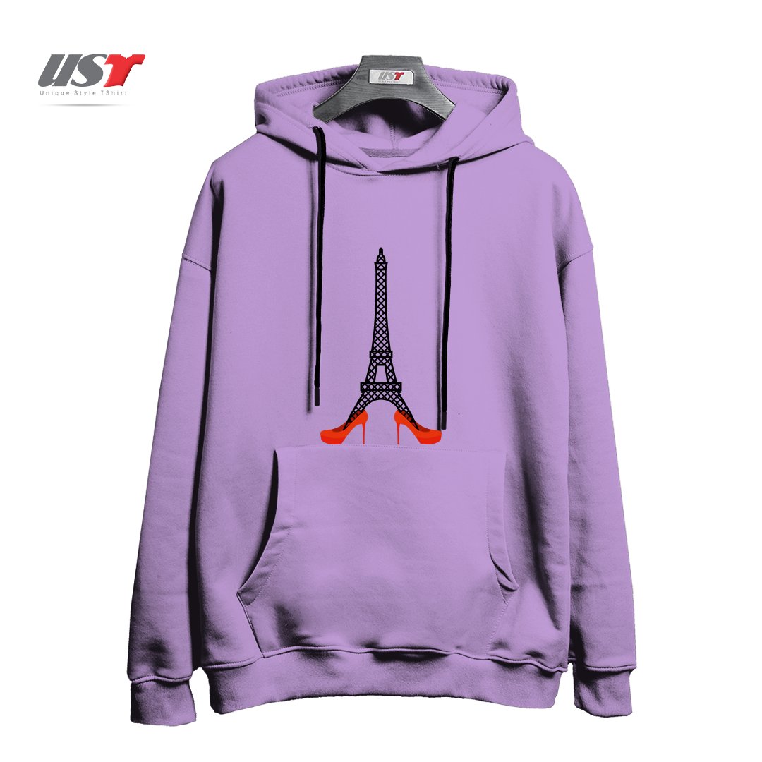 طرح EIFFEL TOWER IN RED WOMEN'S SHOES. FASHION SYMBOL OF FRANCE. LANDMARK FRANCE. ARCHITECTU هودی اورسایزرنگ یاسی