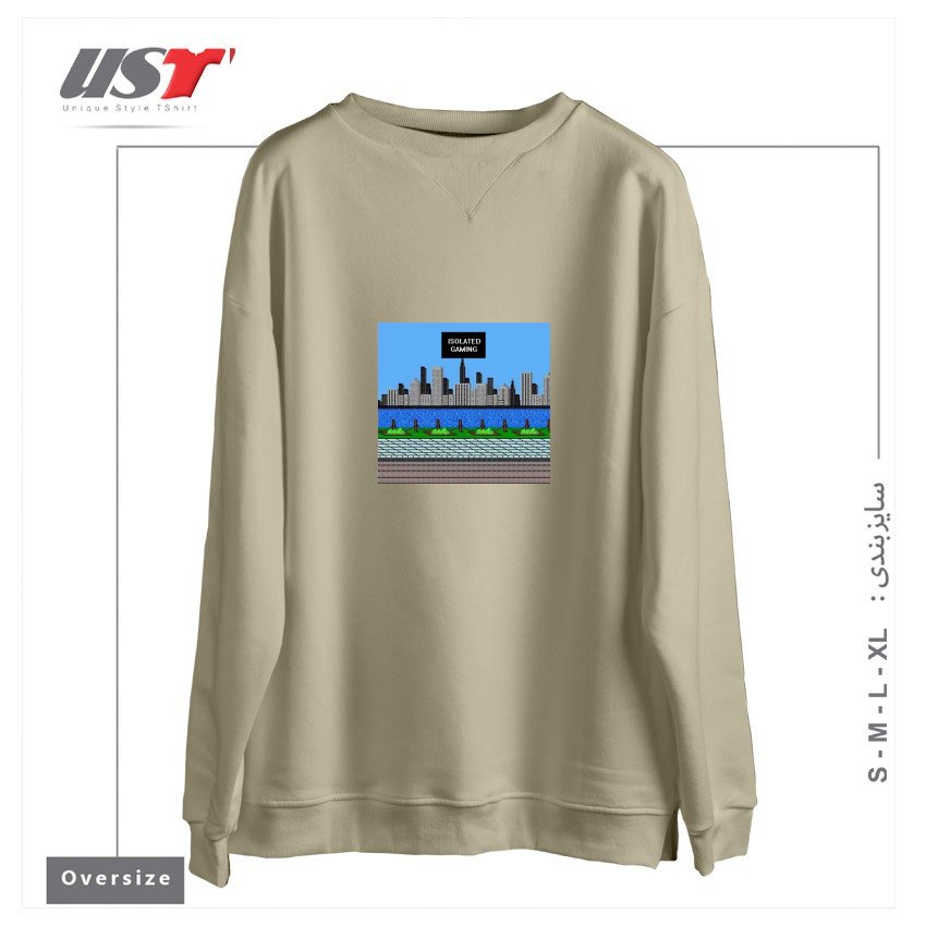 طرح ISOLATED GAMING سوییشرت اورسایزرنگ نخودی